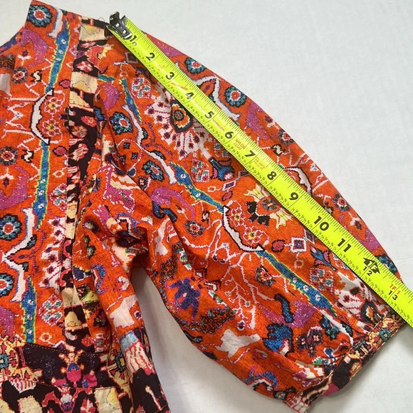 Anthropologie Floral Abstract Maxi Dress in Red Motif V Neck Boho Womens Size 2 - Picture 15 of 16